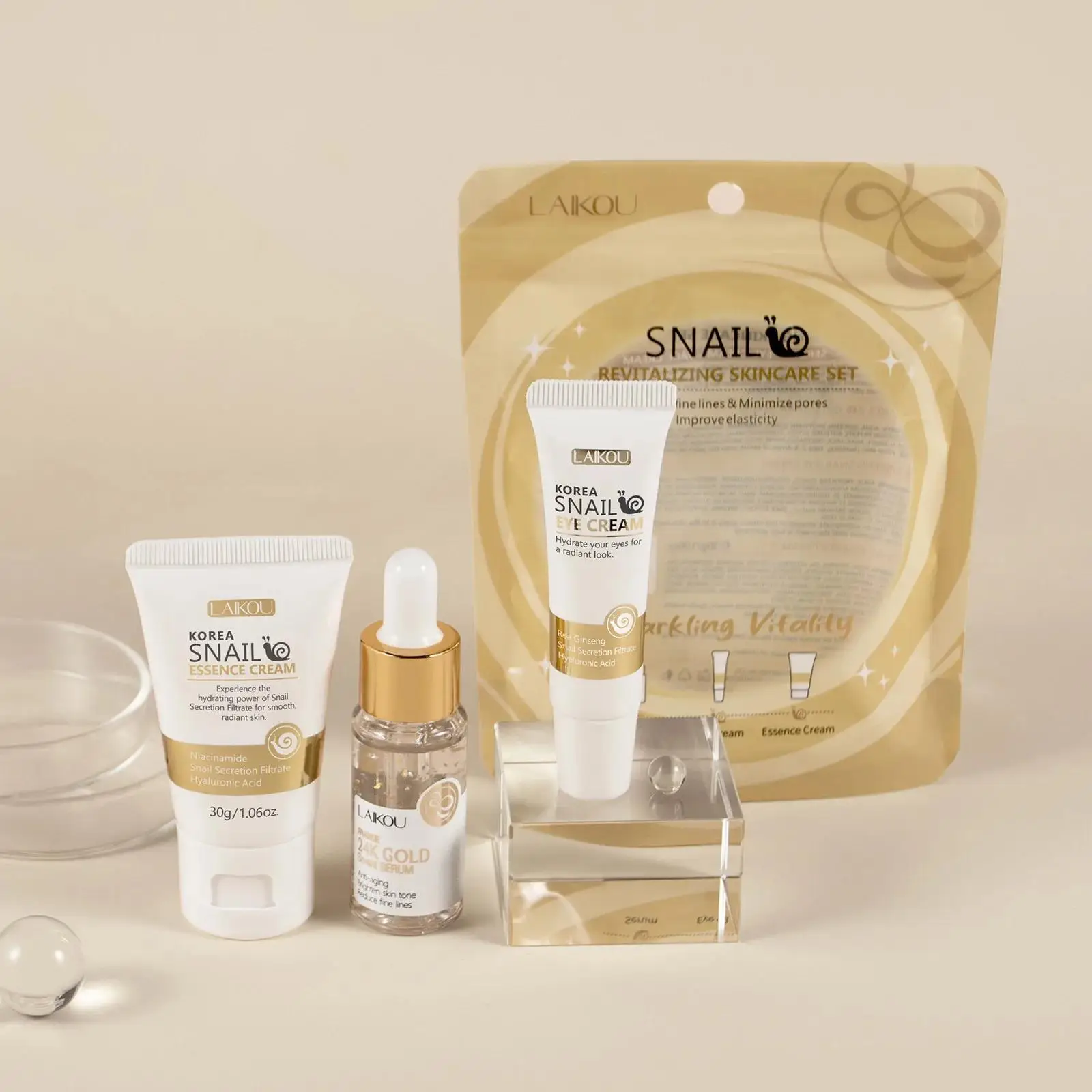 Luxury Skincare Essence - Zestaw serum, kremu pod oczy i